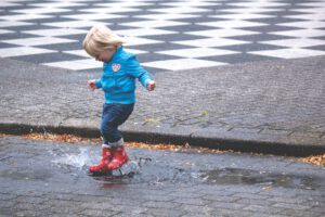 child in rain